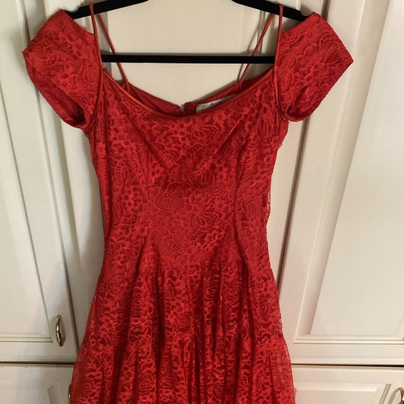 RARE 1950s Fazzi by Howard Norm California Red Lace Cocktail Dress - Picture 7 of 11